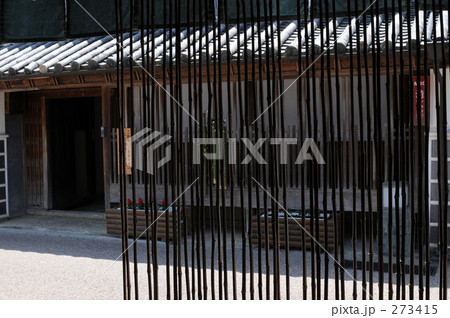 簾 竹 壁 すだれ 夏コンテンツの写真素材