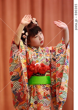 五条流 日本舞踊 着物 伝統の写真素材