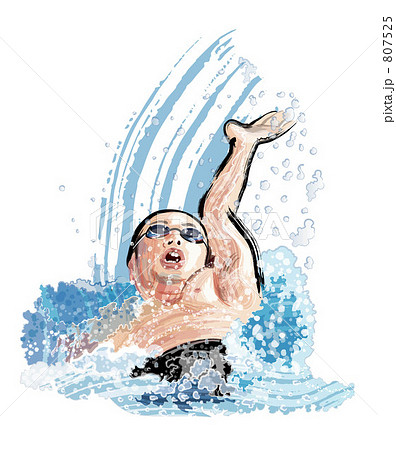 水泳 スイミング 競泳 背泳ぎのイラスト素材