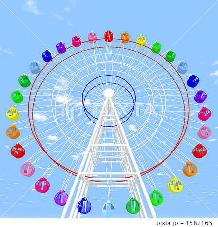 観覧車 虹色 レインボー 遊園地のイラスト素材