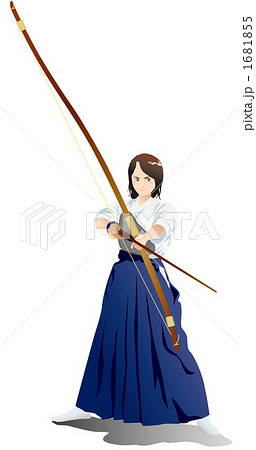 弓 弓道 女性 人物のイラスト素材
