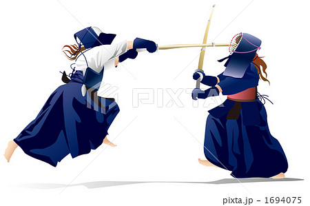 剣道 女性 女 剣道袴のイラスト素材