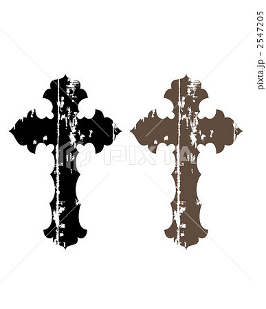 クロス 十字架 焦げ茶色 シャビーのイラスト素材