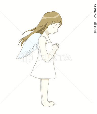 女の子 天使 祈りの写真素材 Pixta