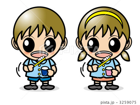 歯磨き 女の子 男の子 虫歯予防のイラスト素材