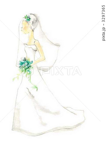 花嫁 新婦 横顔 ウェディングドレス ベール 結婚のイラスト素材