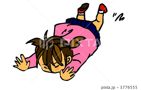 子供 転倒 女の子 転ぶのイラスト素材