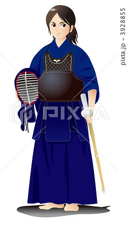 剣道 剣士 女性 人物のイラスト素材