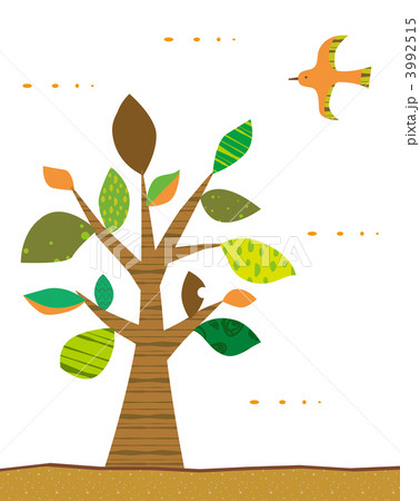 木 大樹 鳥 葉のイラスト素材