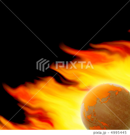 燃える地球のイラスト素材
