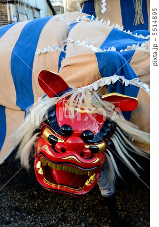 幌獅子 獅子舞 獅子頭 石岡のおまつりの写真素材