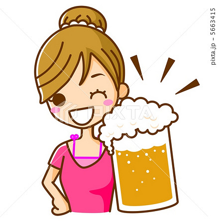 ビール 女子会 笑顔 生ビールのイラスト素材