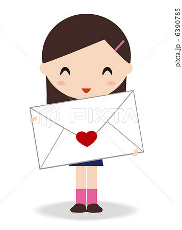告白 ラブレター 手紙 女の子のイラスト素材