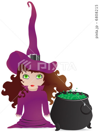 魔女 女性 帽子 鍋のイラスト素材