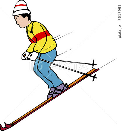 直滑降 スキー板 イラストレーション ウインタースポーツのイラスト素材