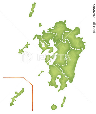 対馬 壱岐島 長崎県 地図のイラスト素材