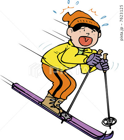 直滑降 スキー板 イラストレーション ウインタースポーツのイラスト素材