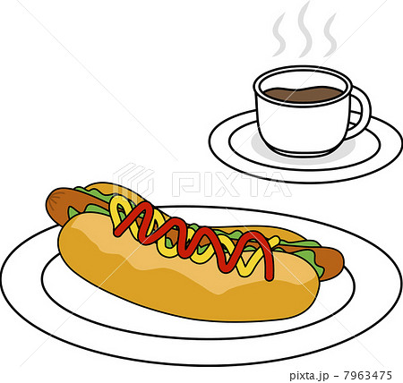 ホットドック イラスト素材 手描き からしのイラスト素材