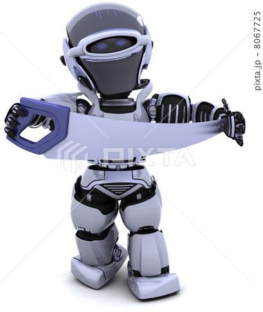 ロボット サイボーグ のこぎり かわいいの写真素材