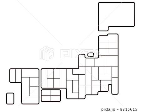 略図 日本 地図 都道府県のイラスト素材