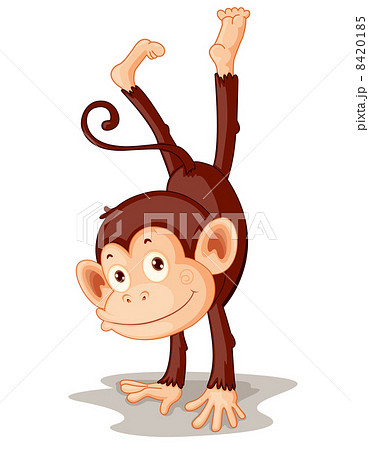 猿 逆立ち イラスト 動物 漫画のイラスト素材