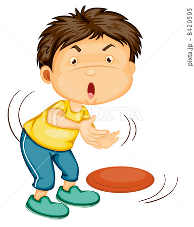 フリスビー 投げ 男 男の人のイラスト素材