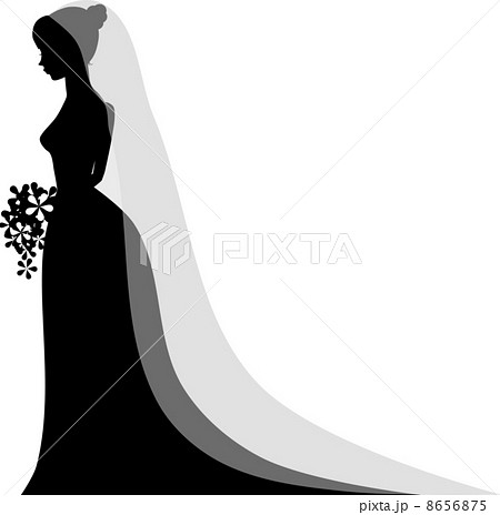 人物 シルエット 結婚 花嫁のイラスト素材