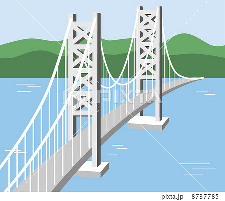 吊り橋 橋 斜張橋 橋梁のイラスト素材 Pixta