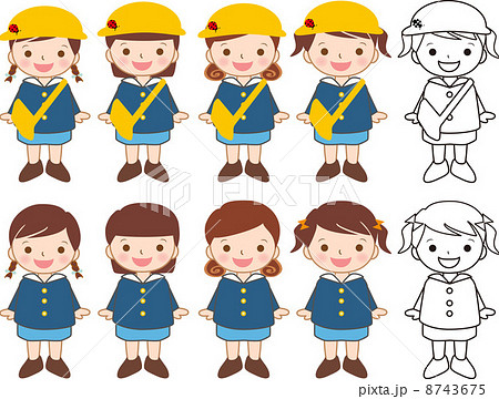 幼稚園児 子ども 園帽 園服のイラスト素材 Pixta