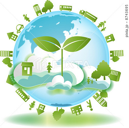 家族 環境 シルエット 未来の写真素材