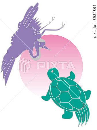 ベクター 鶴 亀 不老長寿のイラスト素材