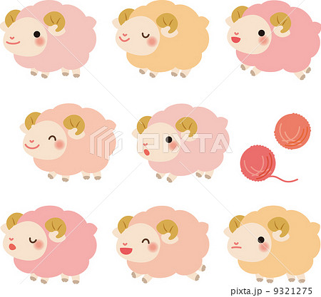 羊 未年 イラスト 喜び 可愛いの写真素材