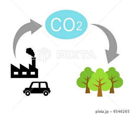 二酸化炭素 Co2 温暖化対策 二酸化炭素削減のイラスト素材
