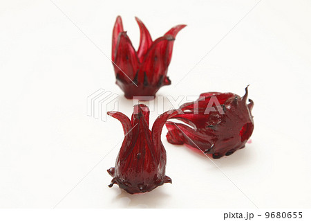 ハイビスカスシロップ漬け 食用花の写真素材
