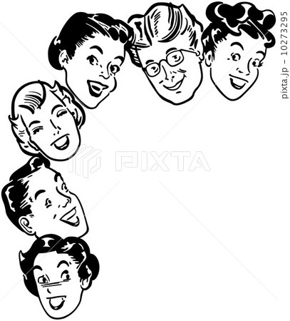 レトロ クリップアート みんな ベクトルのイラスト素材