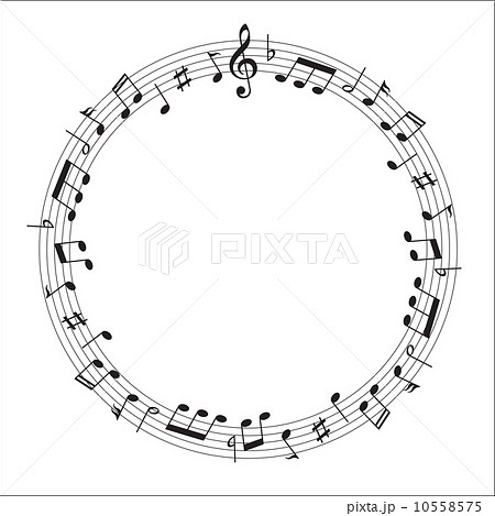 音楽 音符 白黒 楽譜のイラスト素材