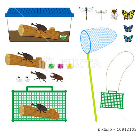 虫取り網 チョウ 自由研究 昆虫網のイラスト素材