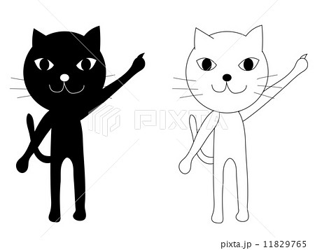 ベクター 猫 動物 指差しのイラスト素材