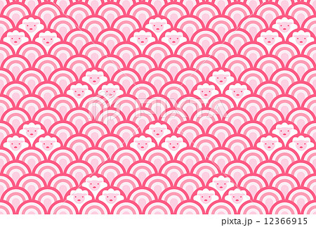 青海波 羊 ユニーク 背景のイラスト素材