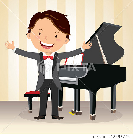 ピアノ男子のイラスト素材
