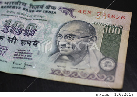 100ルピー ガンジーの写真素材