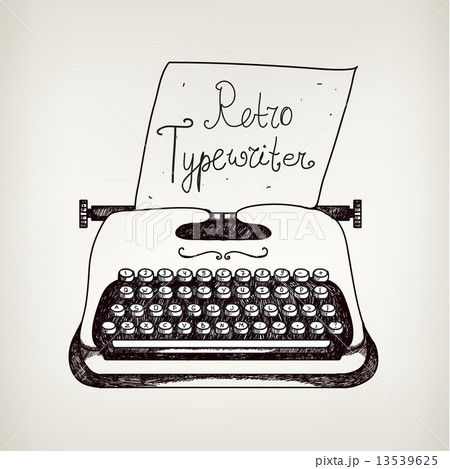 diy decor with vintage typewriter, paper roll, - Stock Illustration  [103400060] - PIXTA