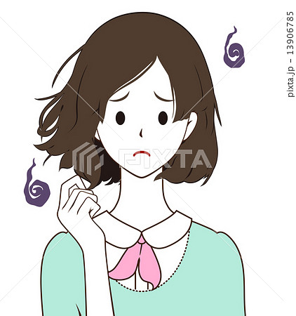 風になびく髪の写真素材