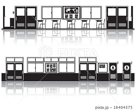 小学校 学校 廊下 トイレのイラスト素材