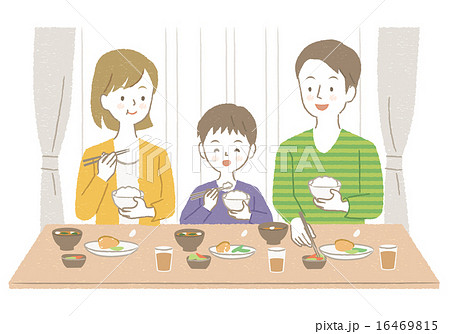 食事 家族 朝食 和食のイラスト素材