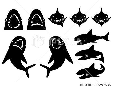 ベクター 魚類 横 サメのイラスト素材