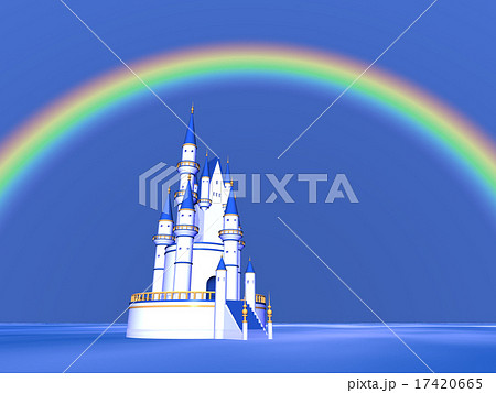 虹 シンデレラ城 背景 お城のイラスト素材