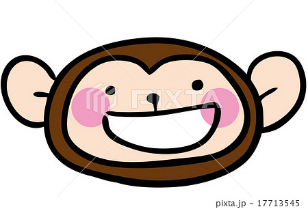 動物 顔 さる 手書きのイラスト素材