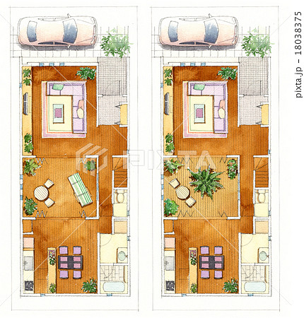 俯瞰 家 部屋 間取り図の写真素材