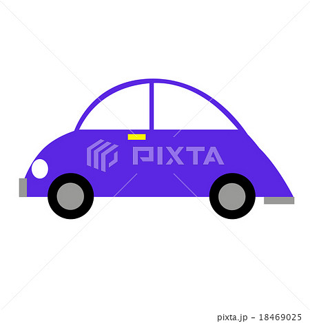 青い車のイラスト 左向きのイラスト素材